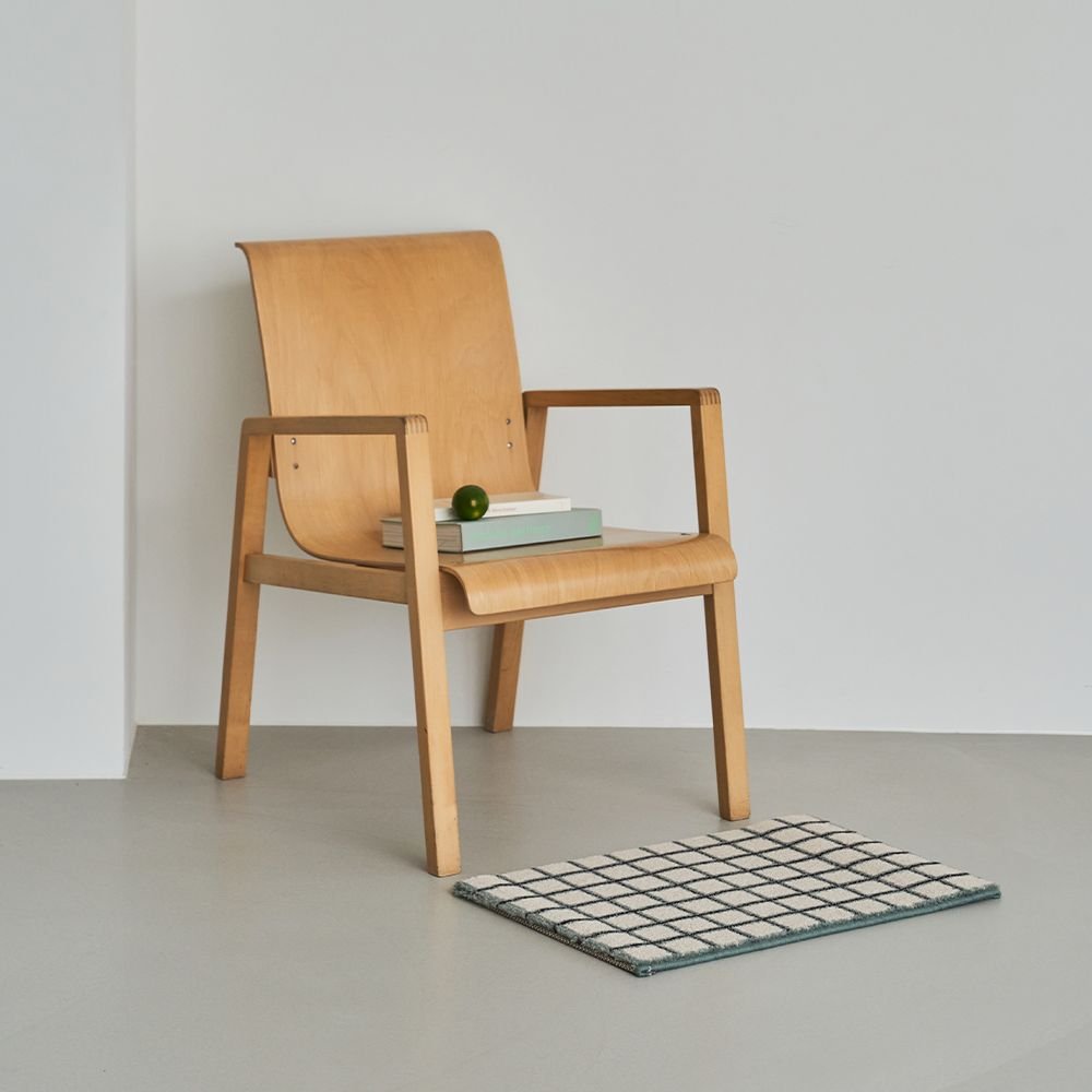 Ritten Chalk grid 玄関マット Mint chocolate 40x60cm グリーン 合成