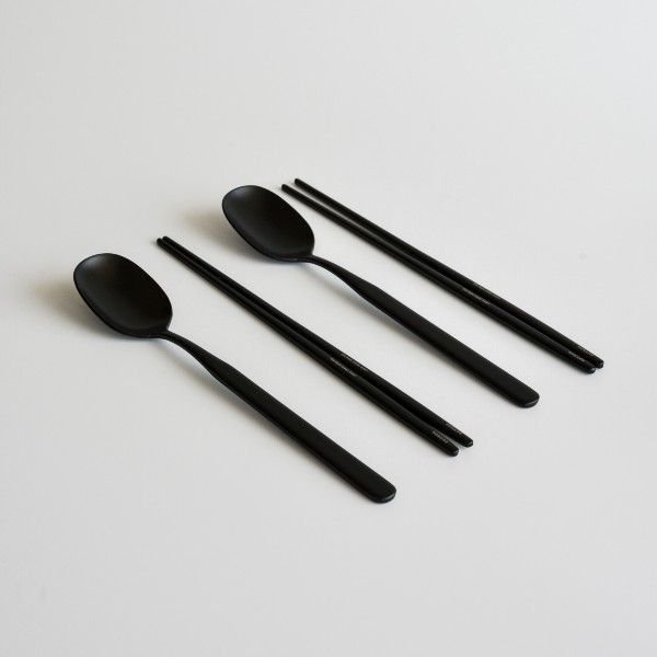 HORANG 韓国 ブラック スプーン＆お箸セット［2種］ ブラック