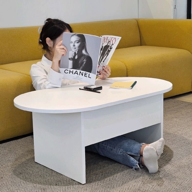 monofolio ヘイ 楕円形 リフトアップ ローテーブル［2色］ ベージュ