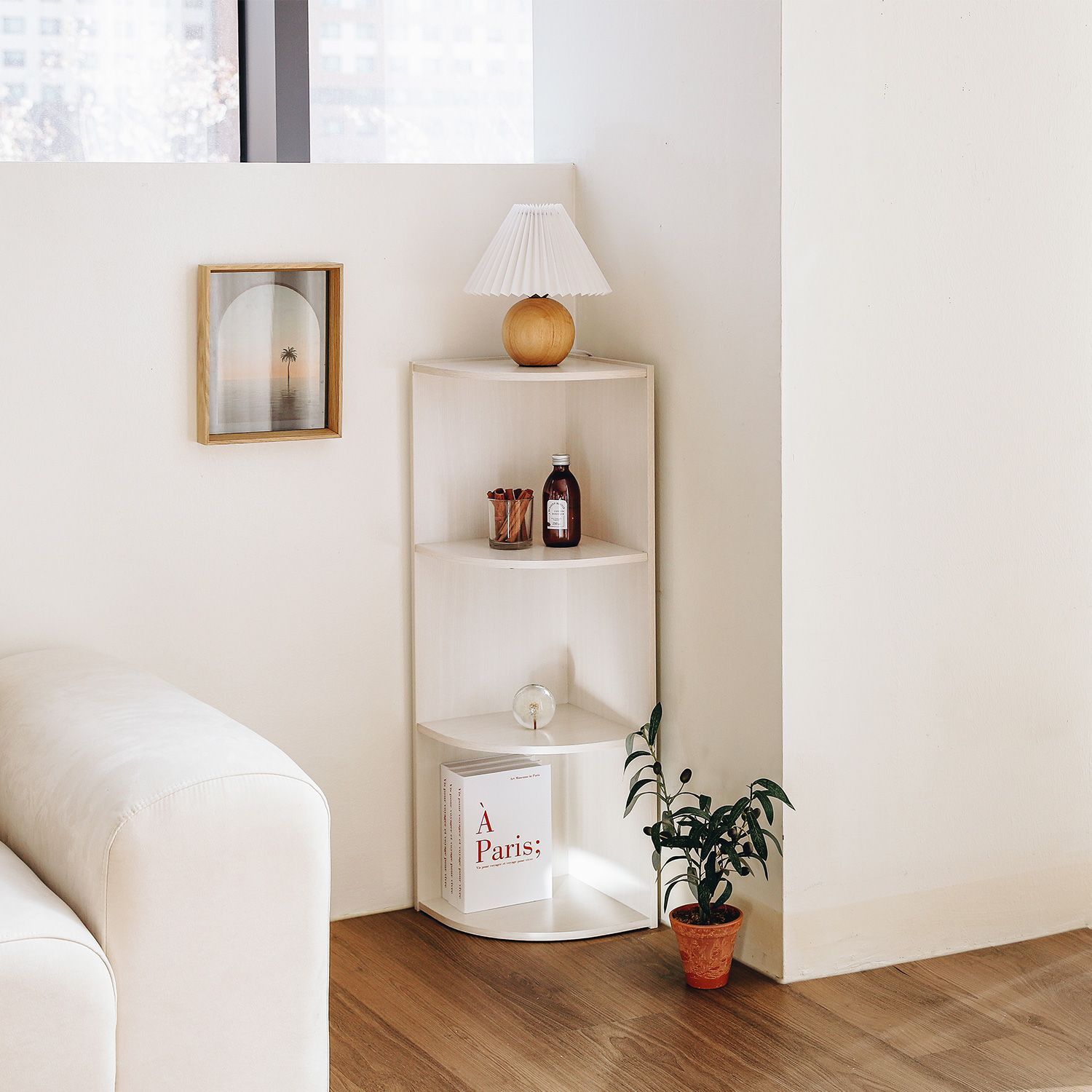 IRIS 3段 コーナーラック ホワイト ホワイト 加工木材 高さ 88cm 幅