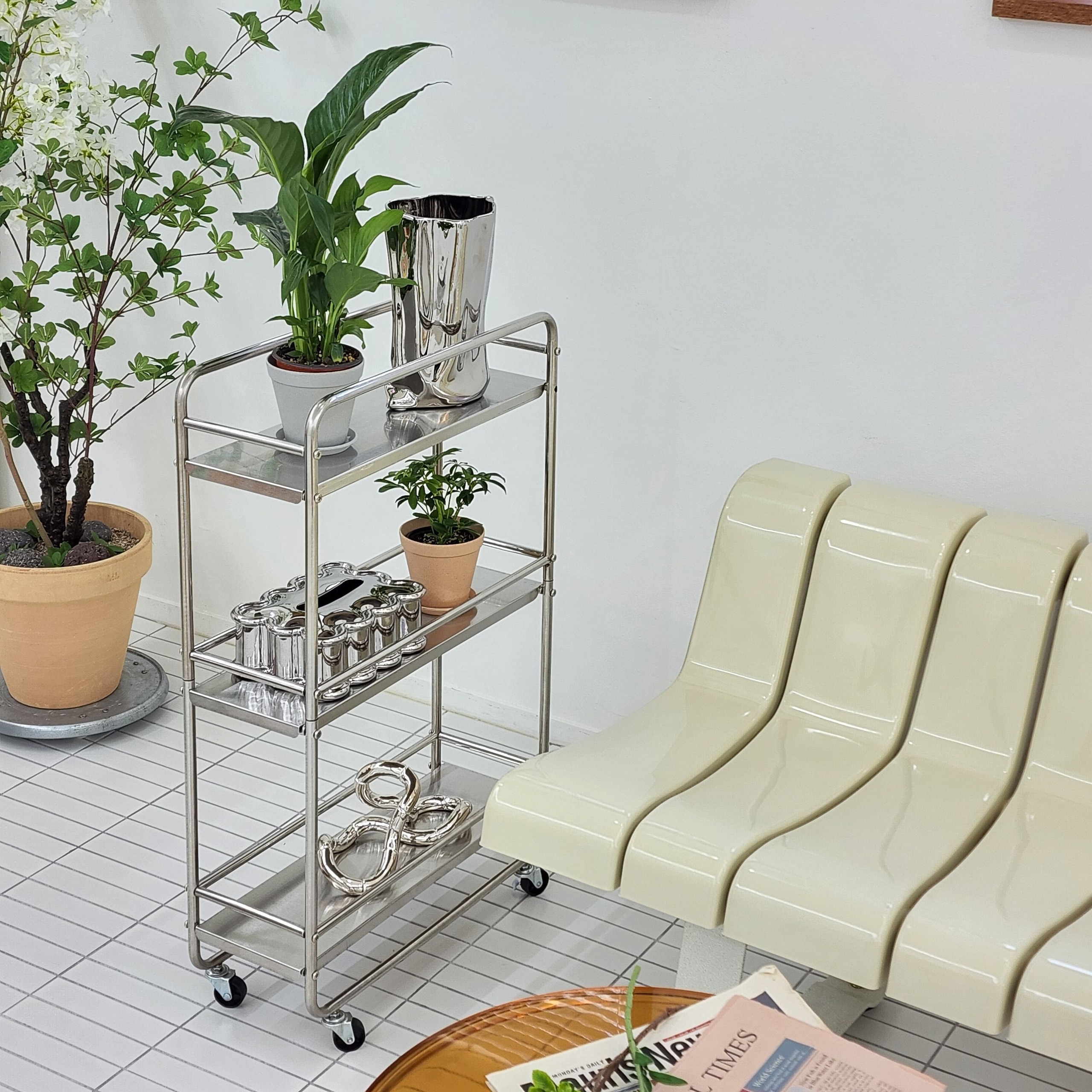 ladamino Stainless steel スリム キャスター付きワゴン［4サイズ 