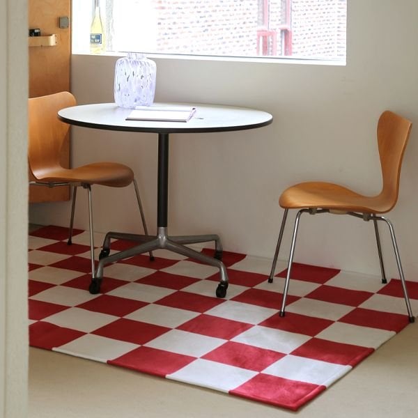 The Frigg BIG Checkerboard 洗えるラグ RED［3サイズ］ レッド