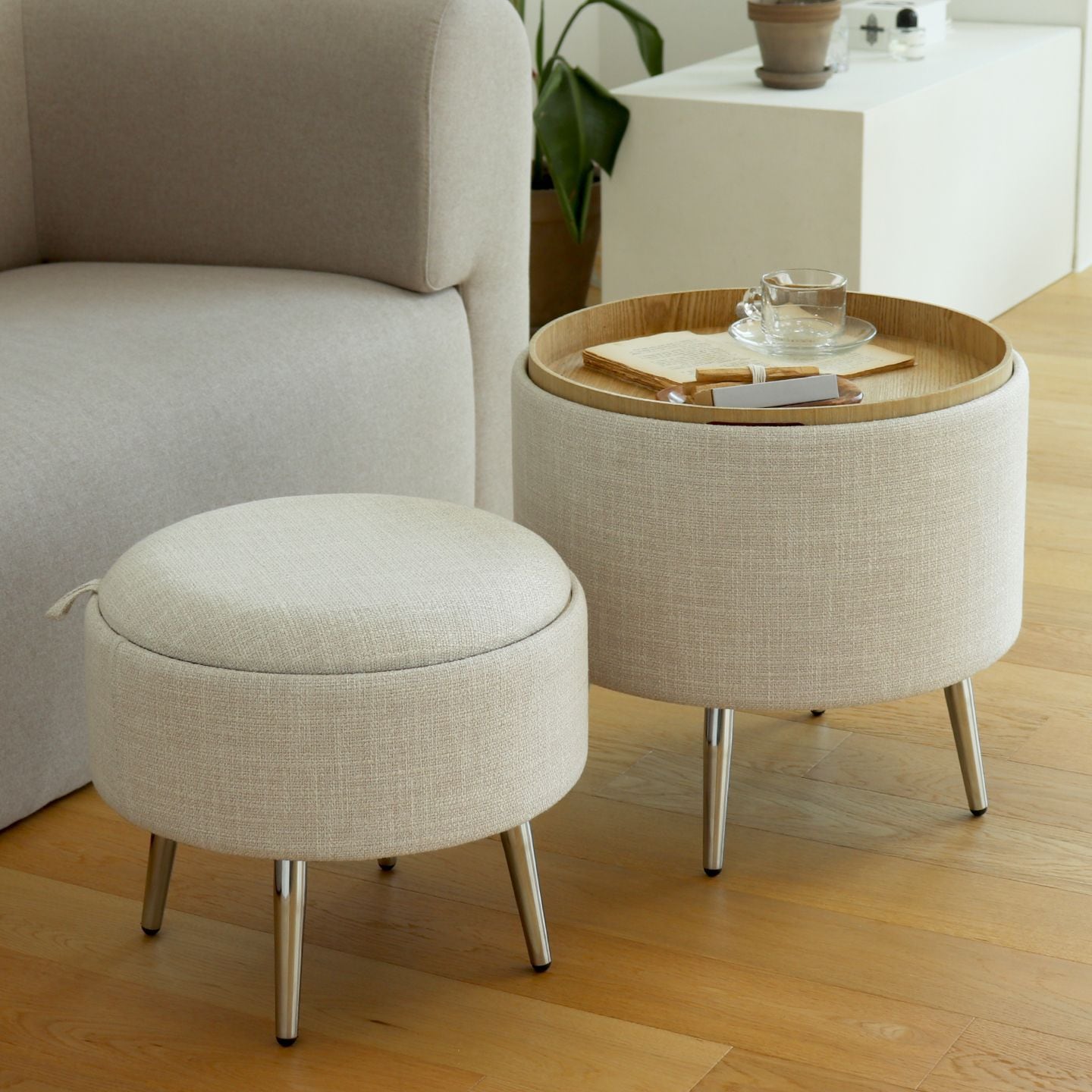 FORBLISS Othello 収納付き スツール 大型＆中型セット［2色