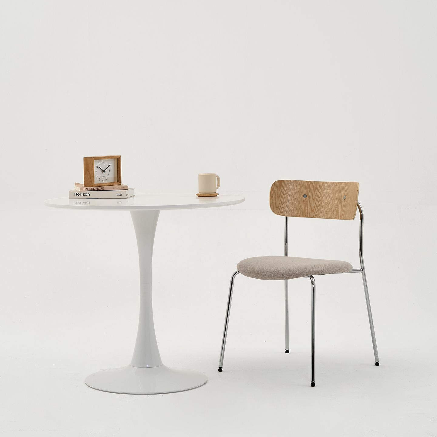 ALIVES Cozy Wood ラウンド テーブル 80cm ホワイト ホワイト 加工木材