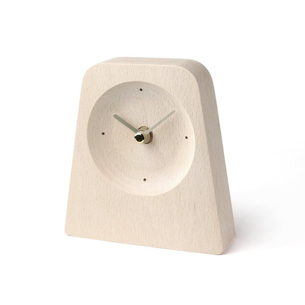 Wood Studio alp レダー置き時計［2色・2種］ ベージュ ブラウン 木