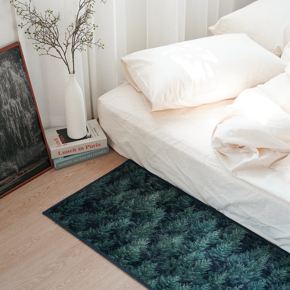 Leere STUDIO お花畑 ラグ グリーン マイクロファイバー サイズ（横