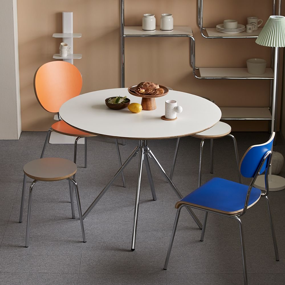 O'gre HPL ラウンドテーブル ホワイト［3サイズ］ シルバー