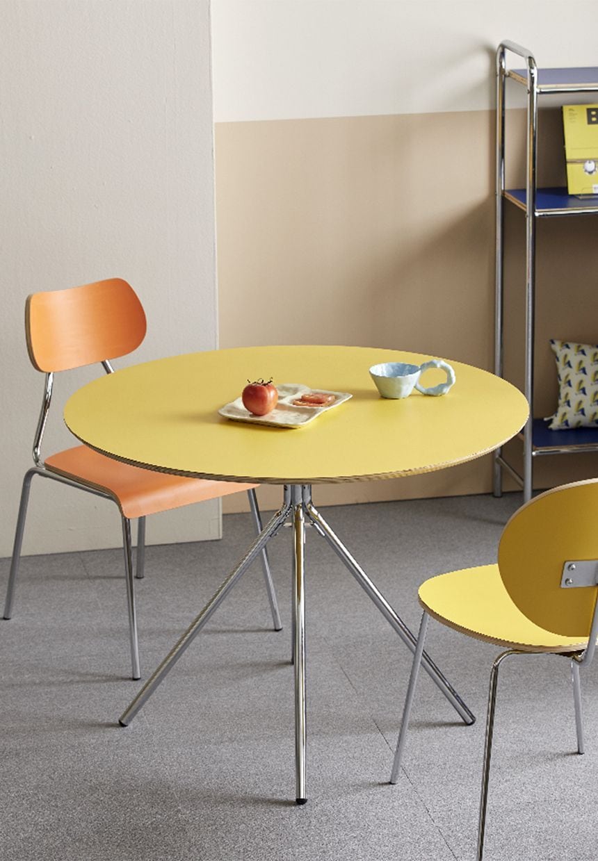 16piece MID-CENTURY ダイニングテーブル 円形 100cm［6色］ オレンジ