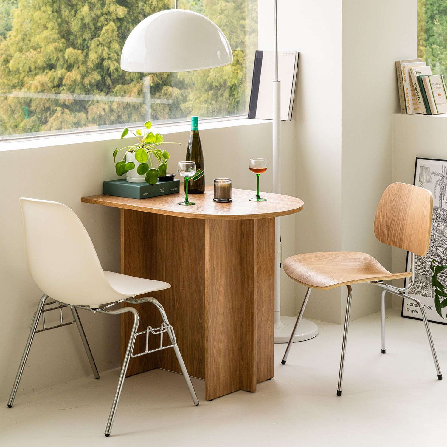 woodray 半円形　テーブル woodray ホームカフェ 半楕円 ダイニングテーブル 80cm［2色