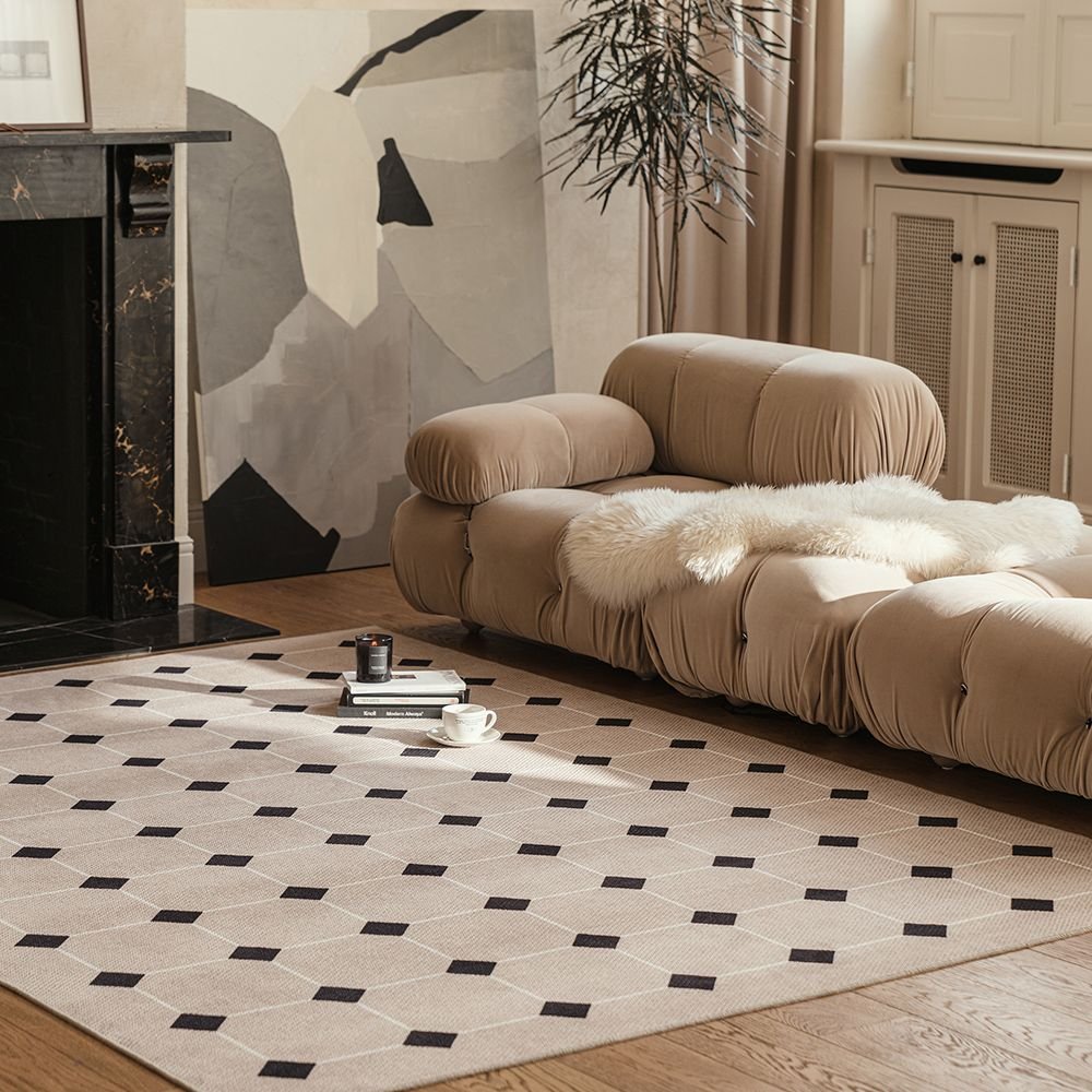 hanbit carpet DIA MORDERN TILE ラグ［2色・7サイズ］ ベージュ 合成