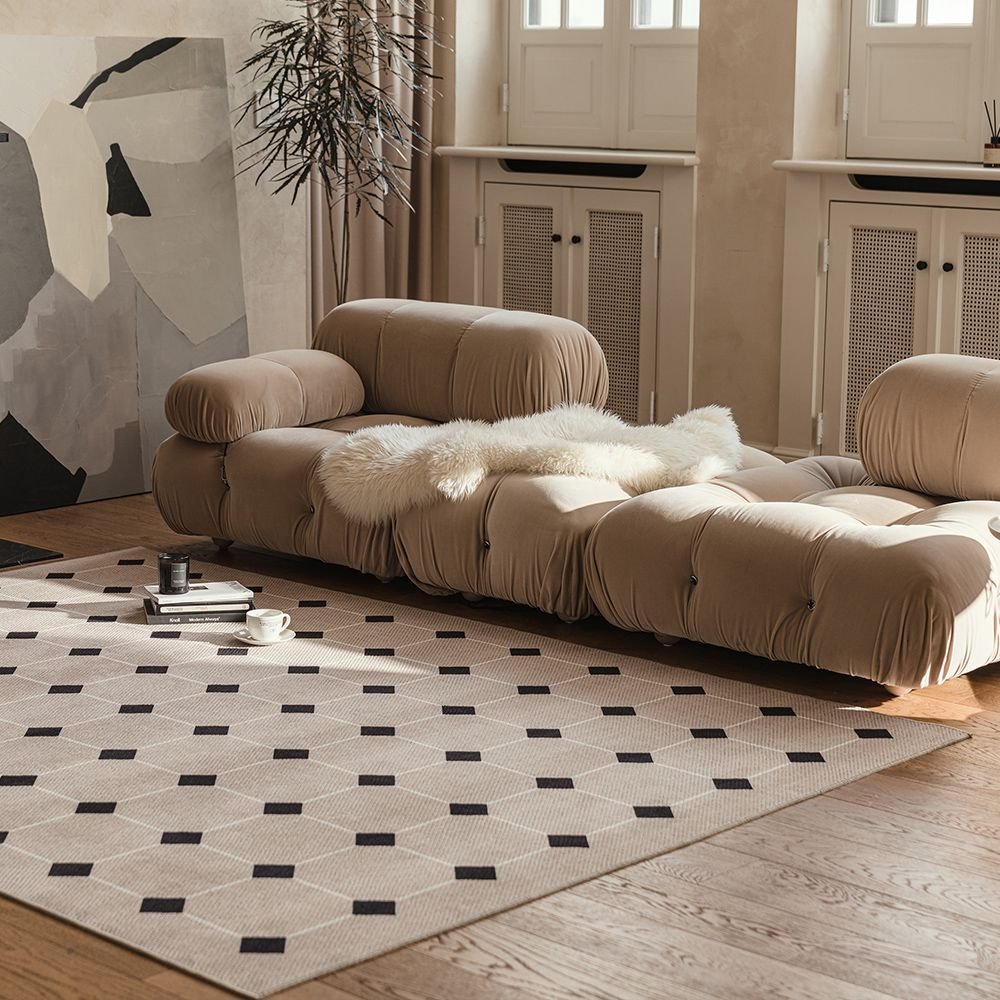 hanbit carpet DIA MORDERN TILE ラグ［2色・7サイズ］ ベージュ 合成