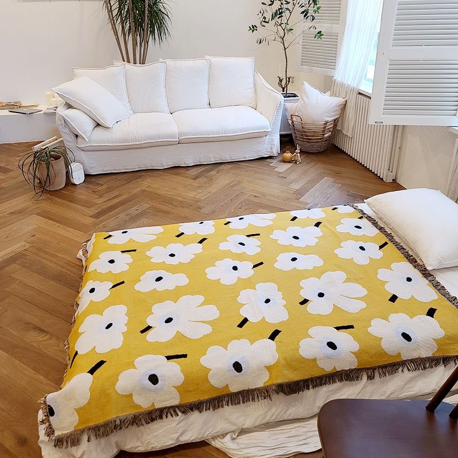 BLANCHE HOUSE ロマンチック イエロー フラワー ソファカバー ラグ