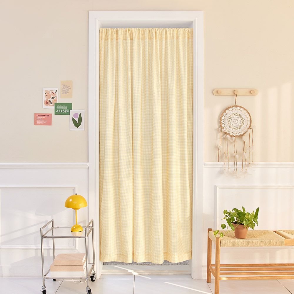 The Zari CREAMY チェック カーテン 100x150［4色］ パープル ベージュ