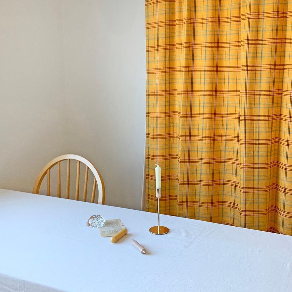 ウニコ　カーテン　ネイビー　イエローチェック v1-309981677768833.jpg
