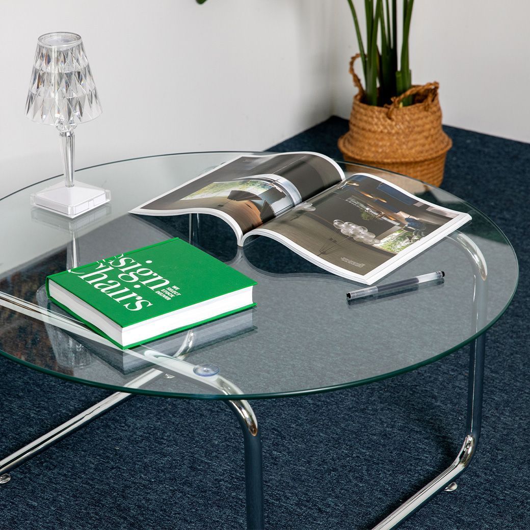 Chairfactory メタル テーブル［2サイズ］ シルバー 透明 ガラス 幅