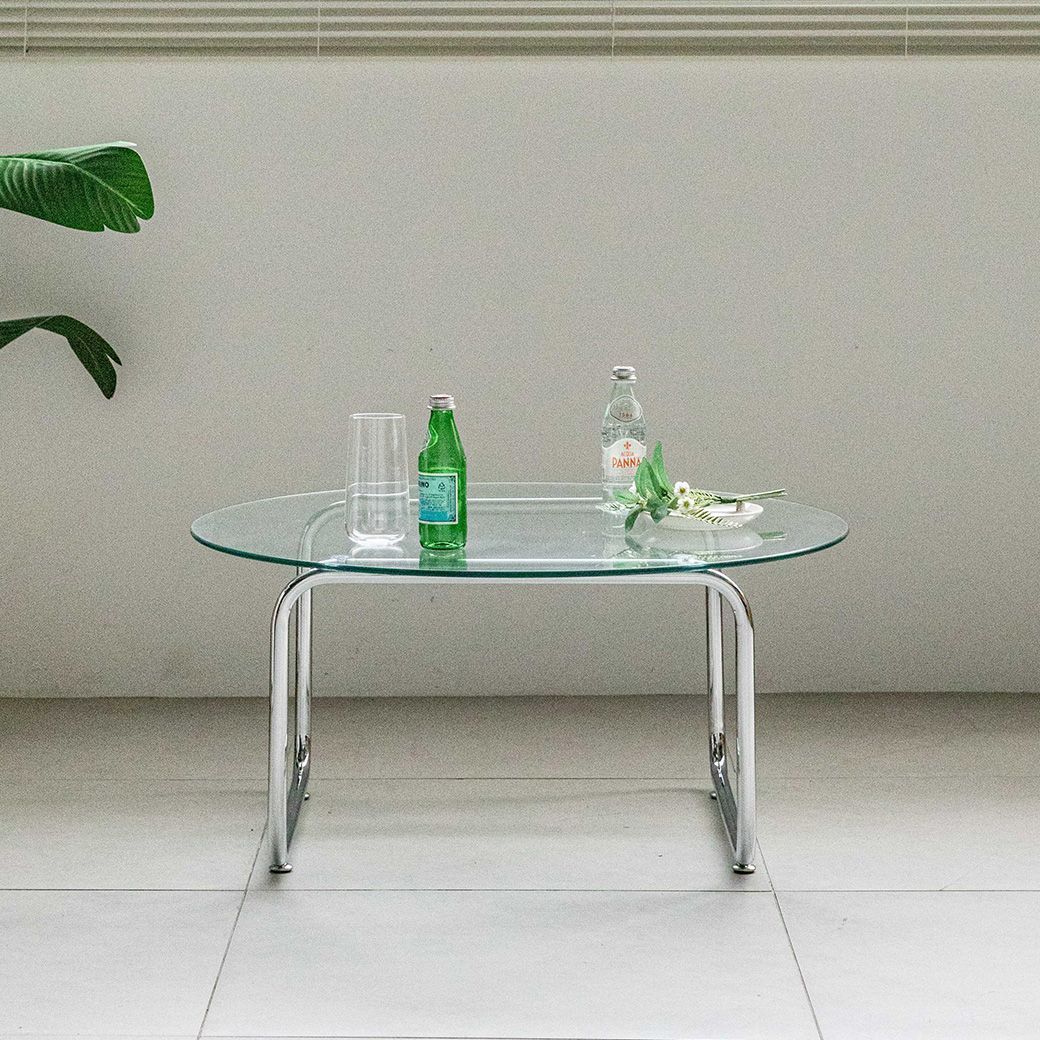 Chairfactory メタル テーブル［2サイズ］ 透明 シルバー ガラス 高さ