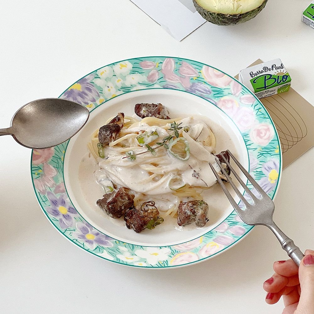 220VSHOP ブルーミング フローラル 花柄プレート グリーン 陶磁器