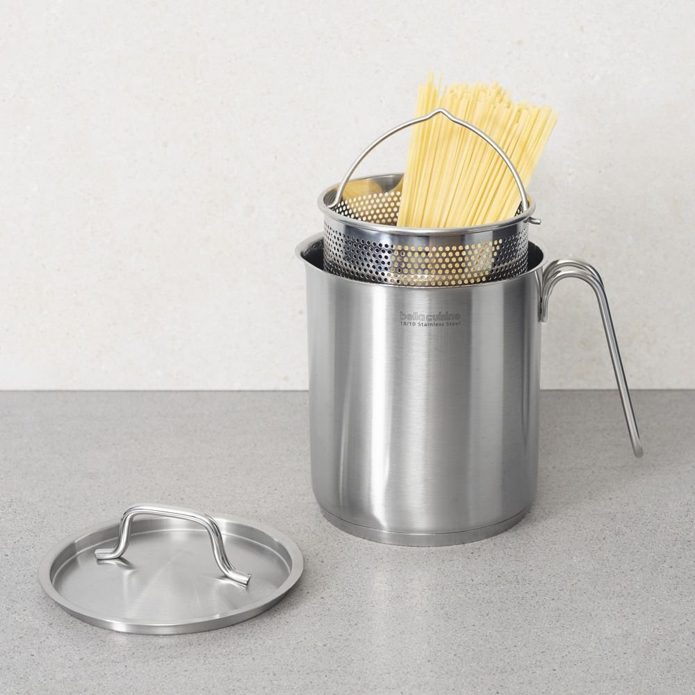 ステンレス 蓋付きもあり　キッチンポット　サイズいろいろセット bella cuisine マルチポットセット ステンレス蓋付き 16cm シルバー