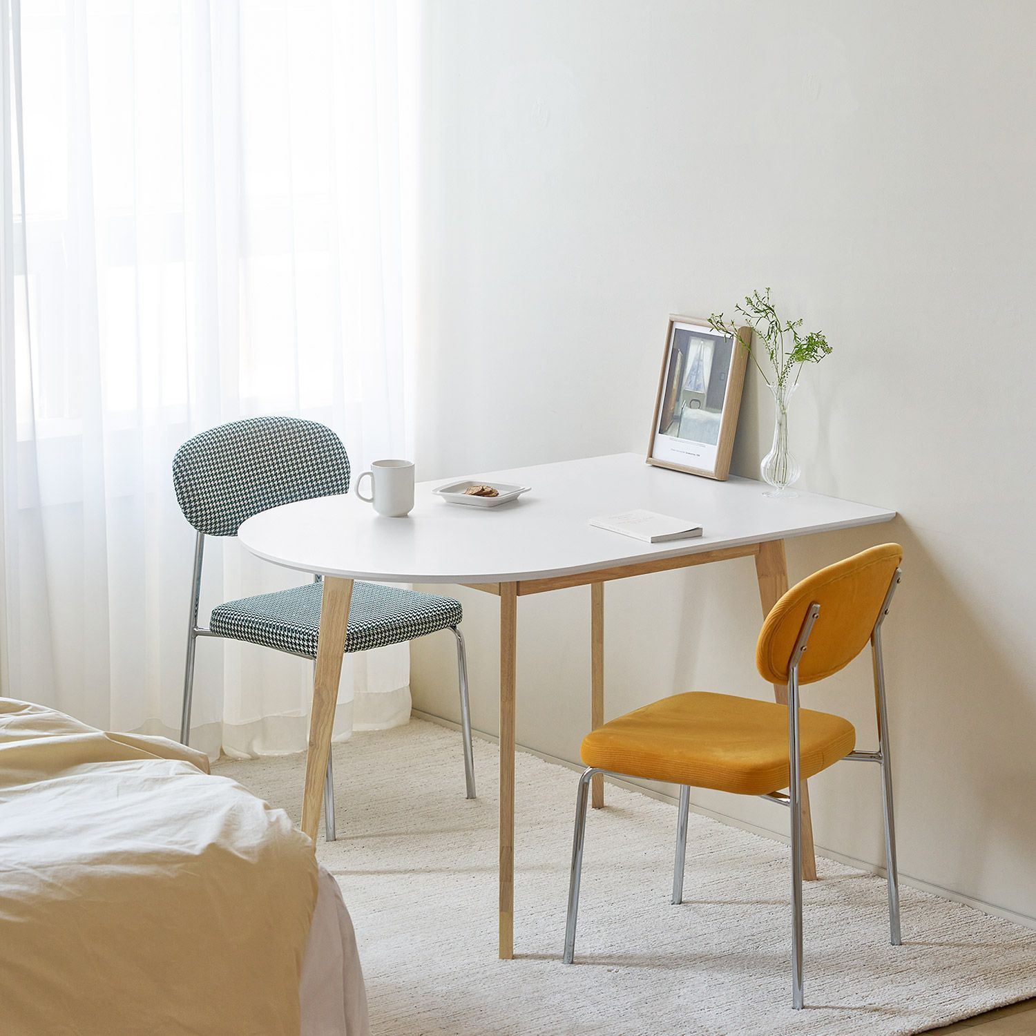 ROOM&HOME Moi 半楕円形 テーブル 120cm［2サイズ］ ベージュ ライト