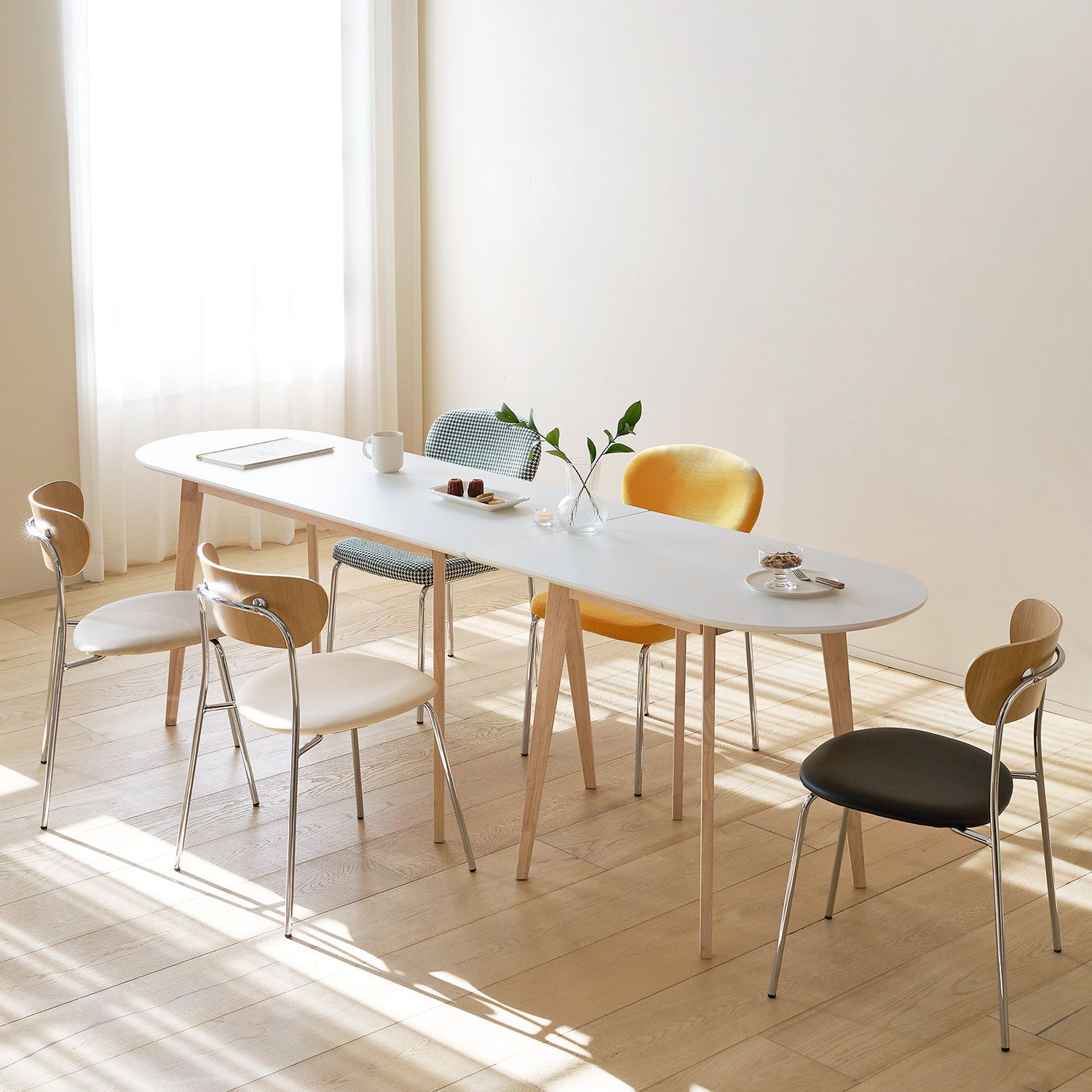 ROOM&HOME Moi 半楕円形 テーブル 120cm［2サイズ］ ベージュ ライト