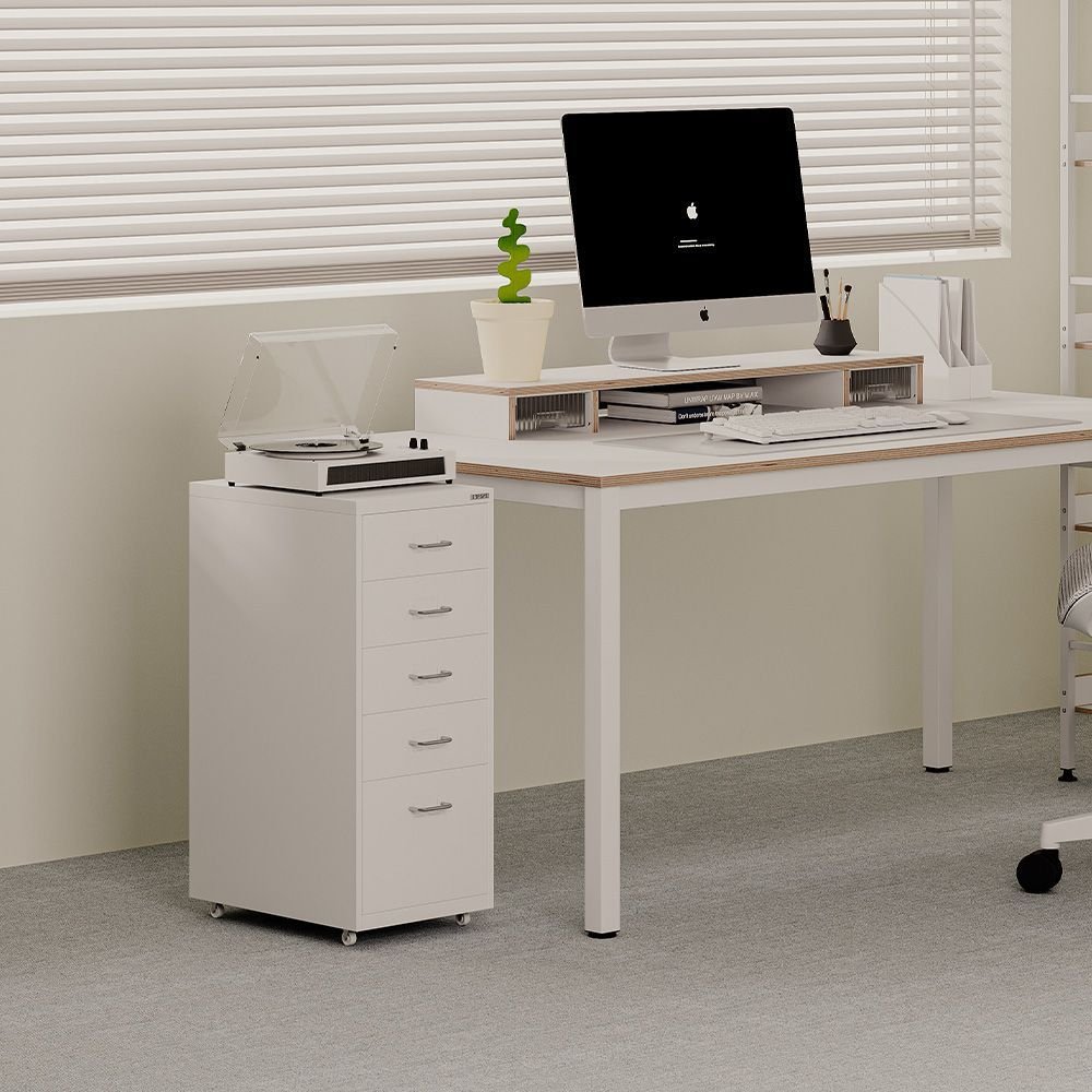 SOFSYS 5段 スチール チェスト キャスター付き ホワイト ホワイト