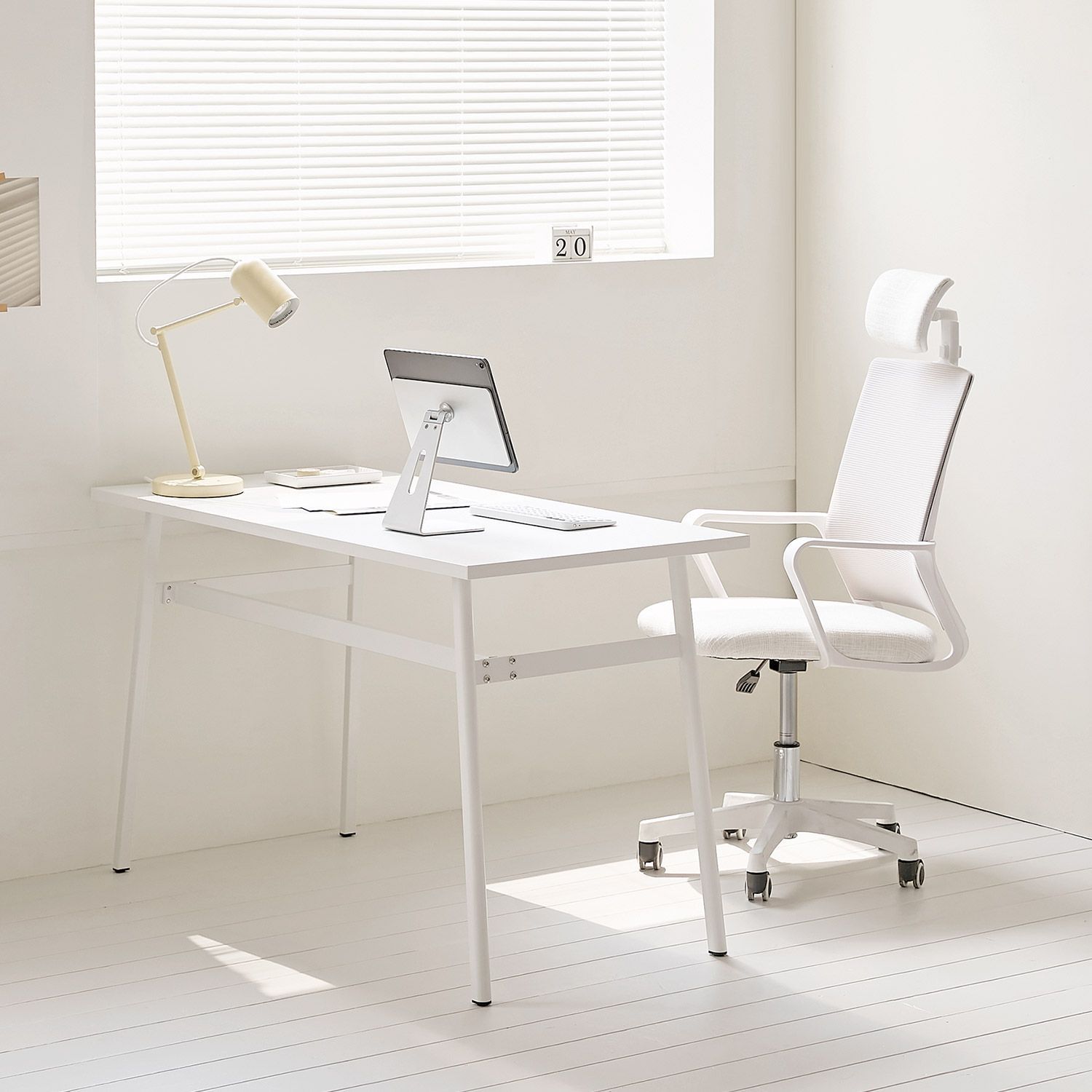 ROOM&HOME FELIX スチール デスク 120cm ホワイト 加工木材 高さ 75cm