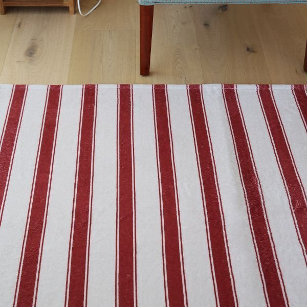 洗えるラグ ストライプ柄 red croket 150×200cm レッド| Ohouse(オー