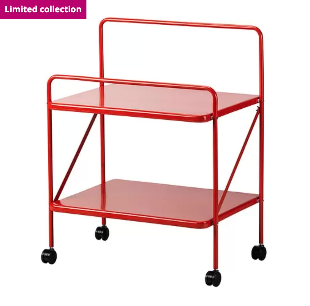 Ikea JÄRLÅSA Side table on castors, red, 65x45 cm | Storage | Ohouse